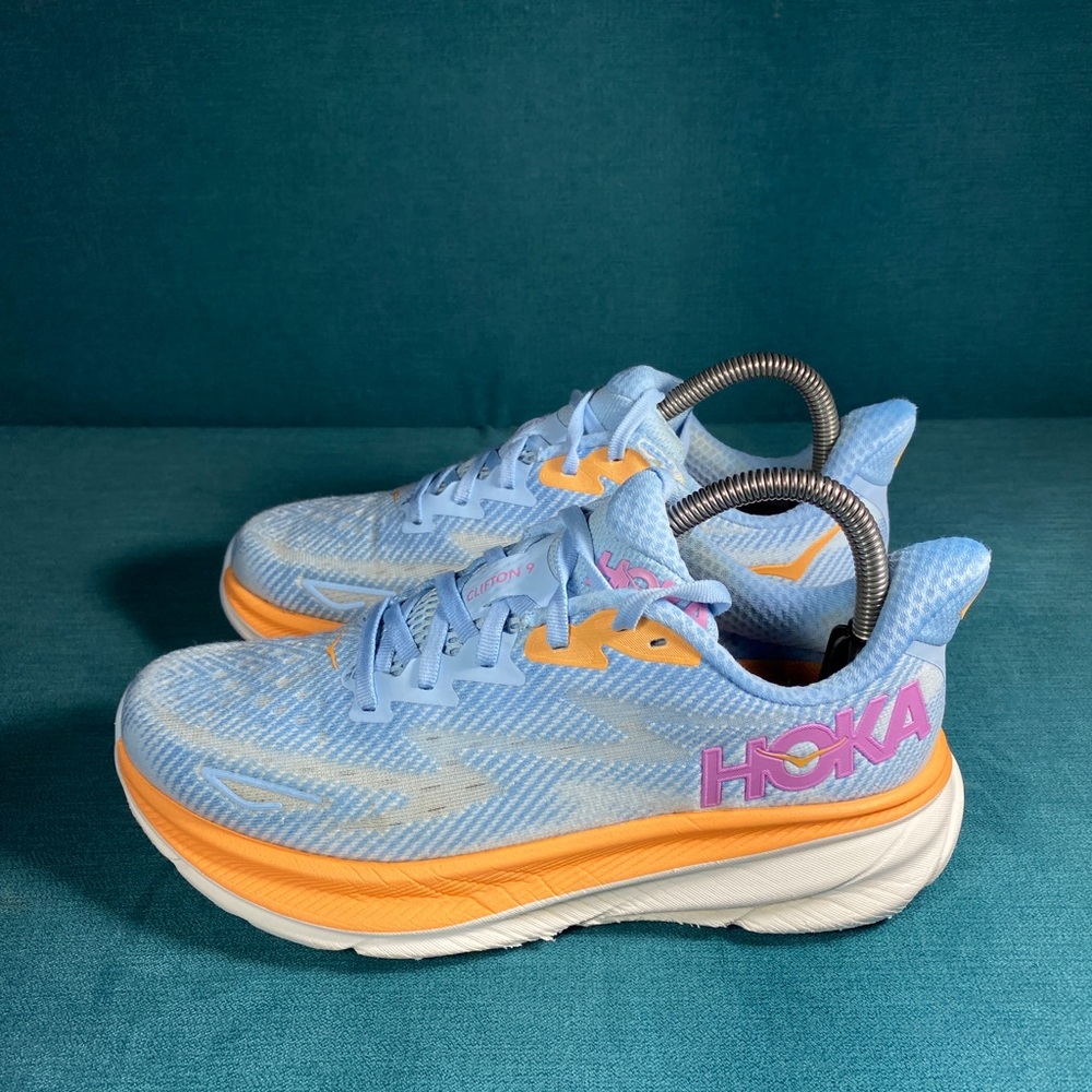 Size 7 - Women’s Hoka one Clifton 9 multicolor shoes